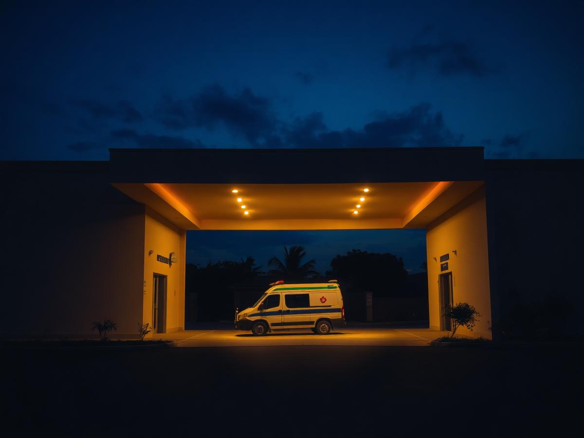 Emergency unit entrance at night